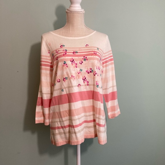 Talbots NWT
LP Cream / Pink Sweater w purple & teal flowers - Picture 1 of 8